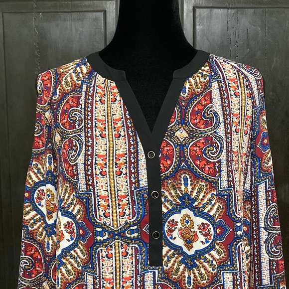 Faded Glory red/blue OS open shoulder blouse M - Picture 4 of 10